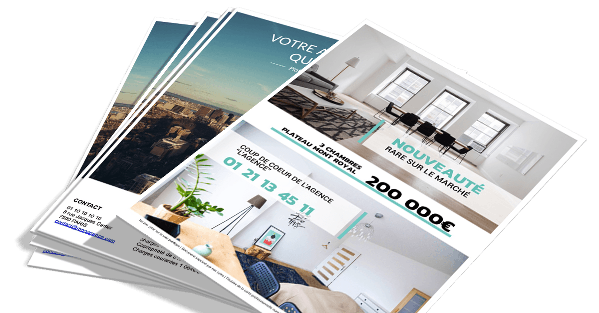 Design flyers pour agence immobilière nouveau communication portrait nemo