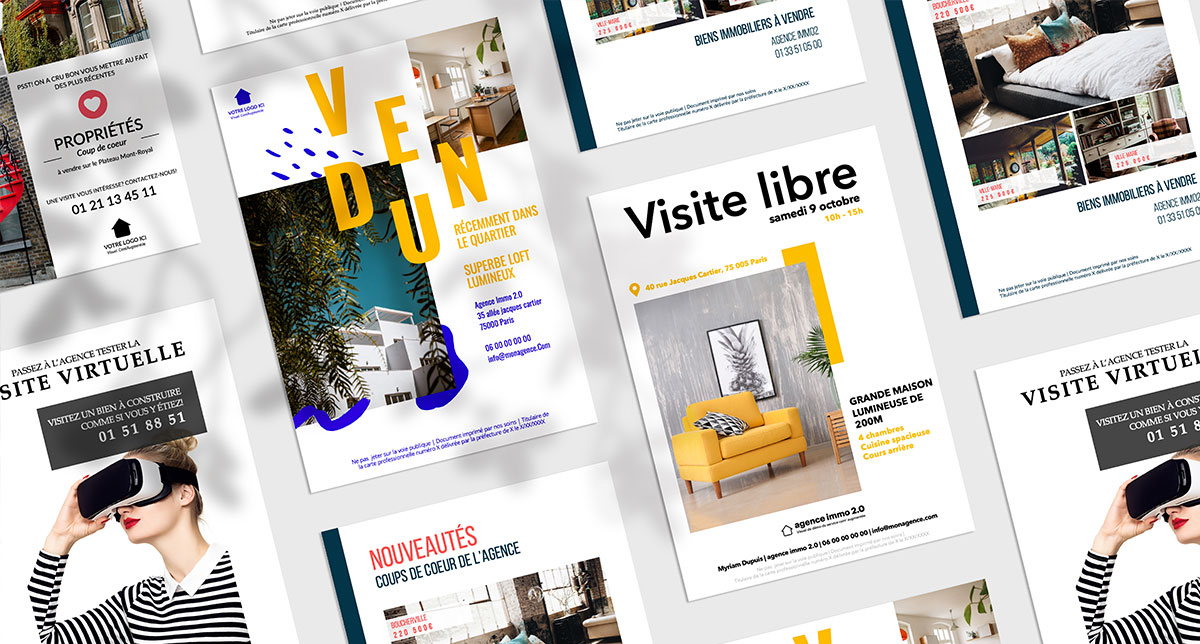 12 Modeles Flyers Immobiliers Powerpoint Booster Communication Terrain
