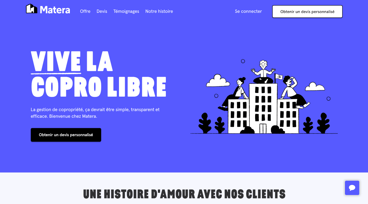 Matera Homepage Gestion Copropriétaire Plateforme Startup Immobilier