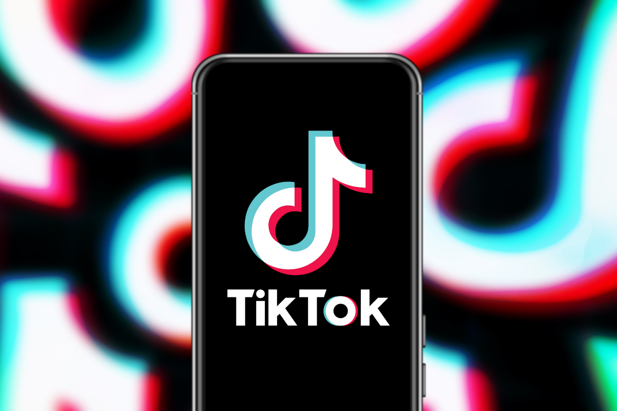 Smart,phone,with,tik,tok,logo,,which,is,a,popular