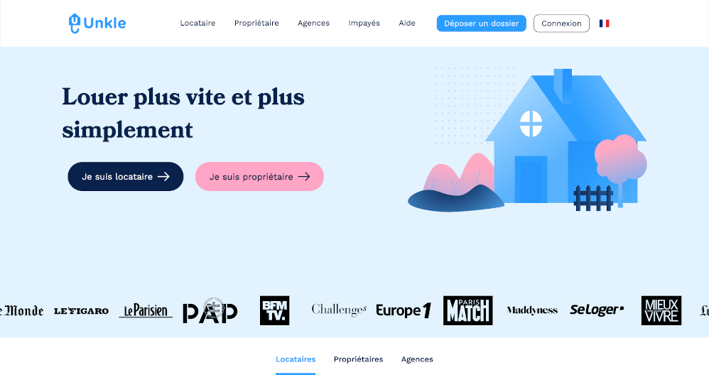Unkle Homepage Levee De Fonds 10 Millions D'euros Gestion Locative Garant En Ligne Proptech