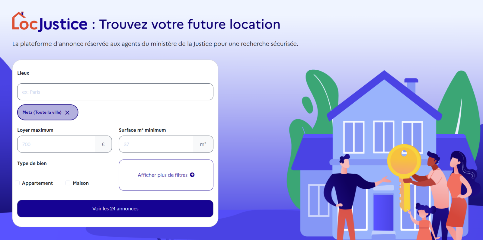 Loc'Justice : découverte de l'interface de recherche